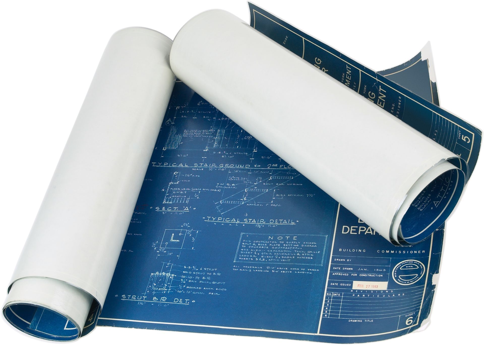 A Roll of Blueprints with The Word Depa on It