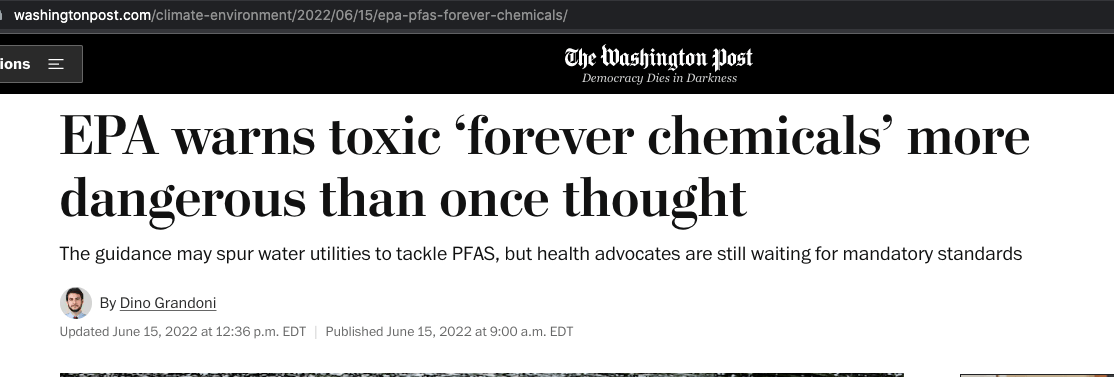 EPA warns toxic ‘forever chemicals’ more dangerous than once thought
