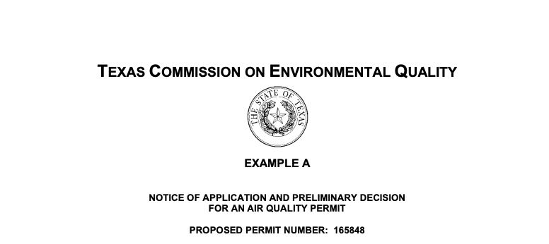 TEXAS COMMISSION ON ENVIRONMENTAL QUALITY AIR QUALITY PERMIT NUMBER 165848