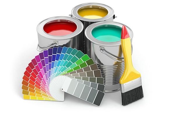 Cans of Paint with Colour Palette and Paintbrush — Pittsburgh, PA — Multicolor Painters
