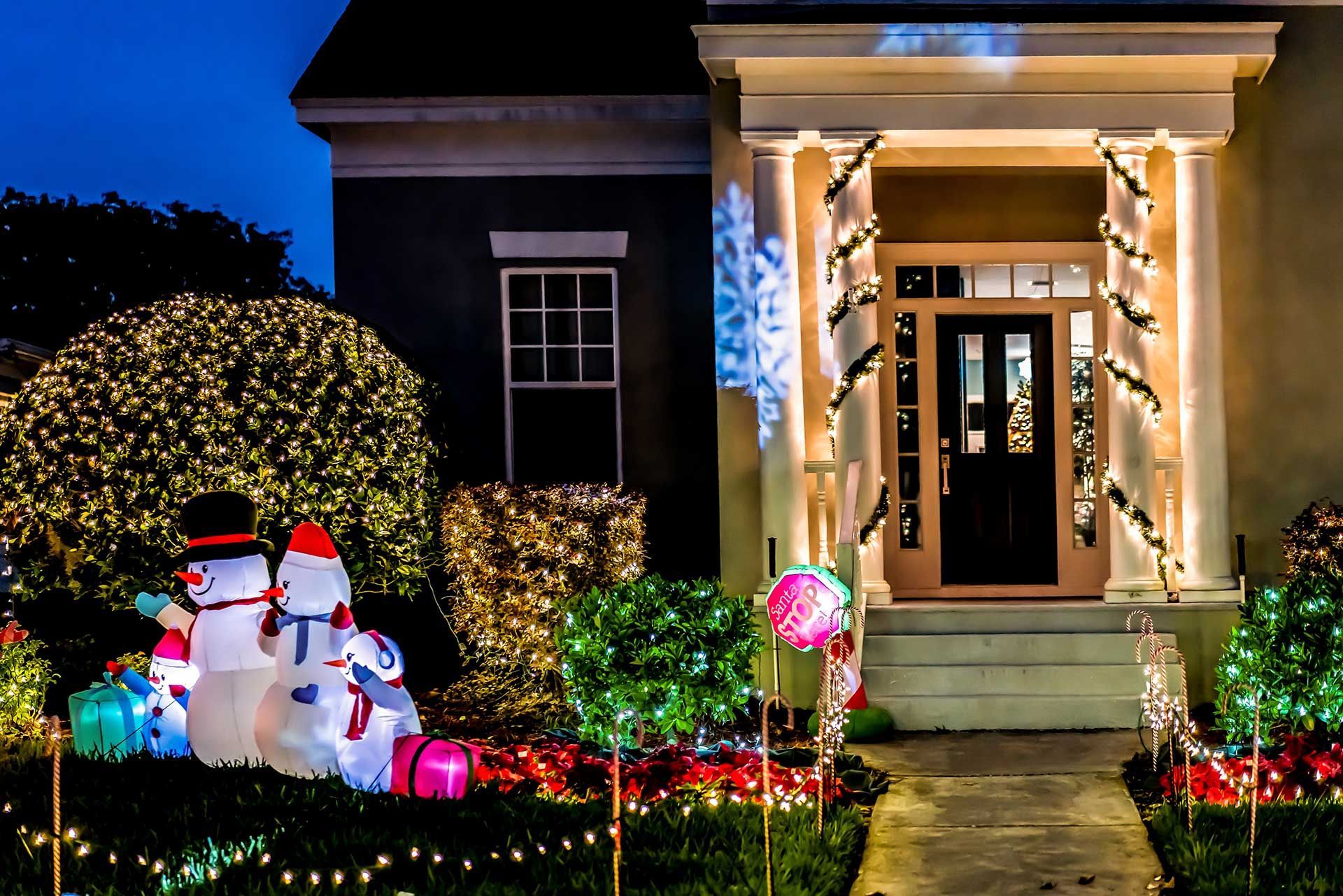 Christmas Decorated House at Celebration City. 