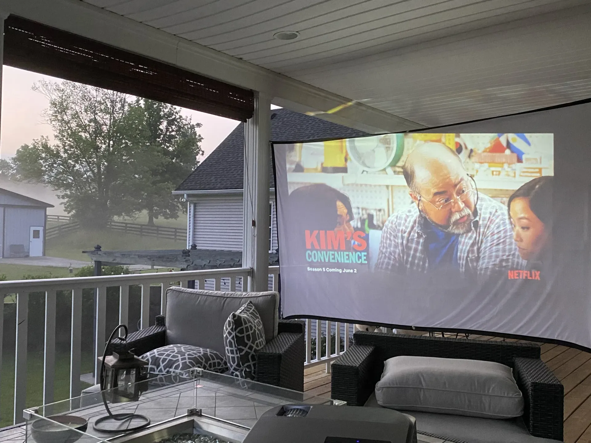 Outside porch movie projector