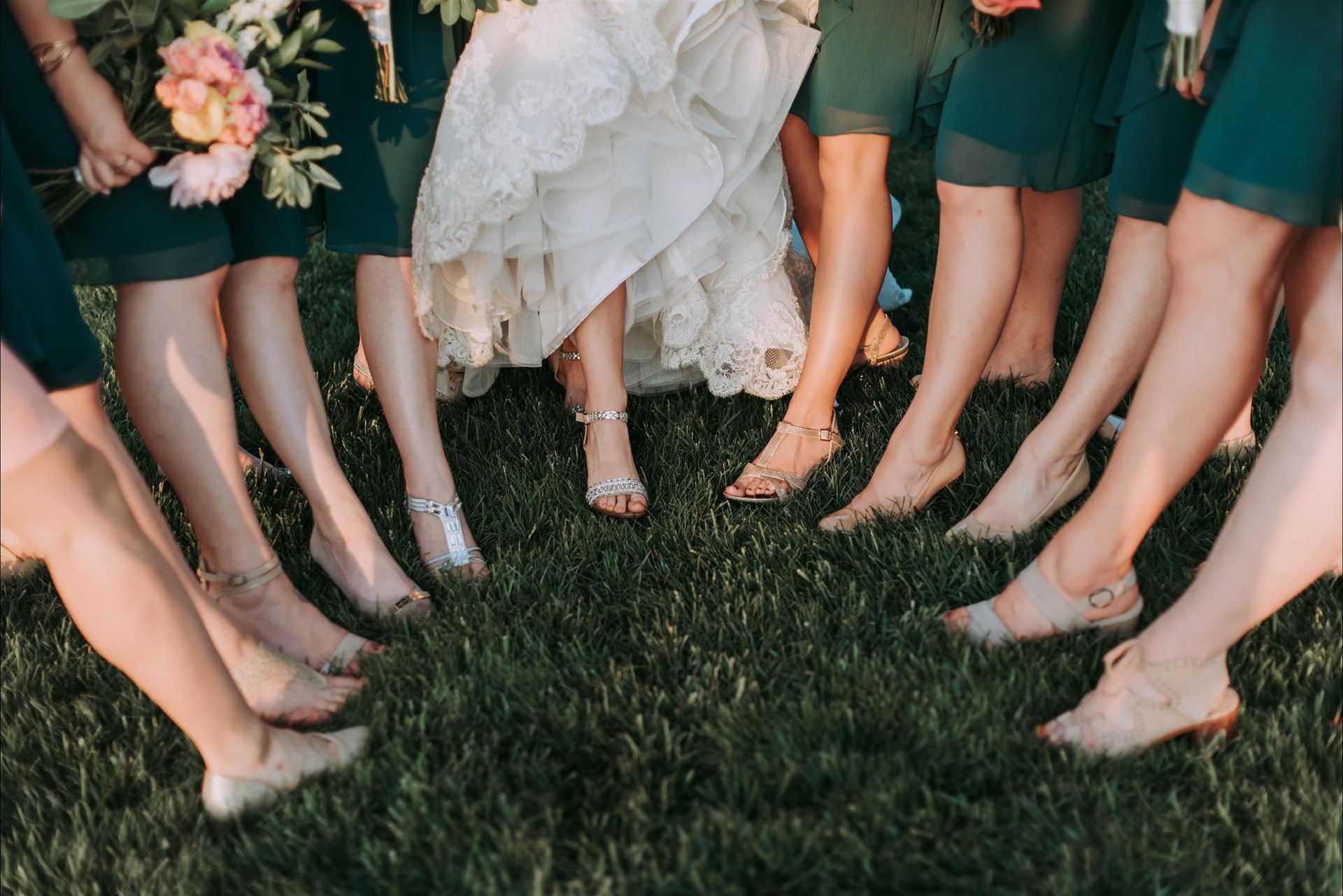 women and bride together
