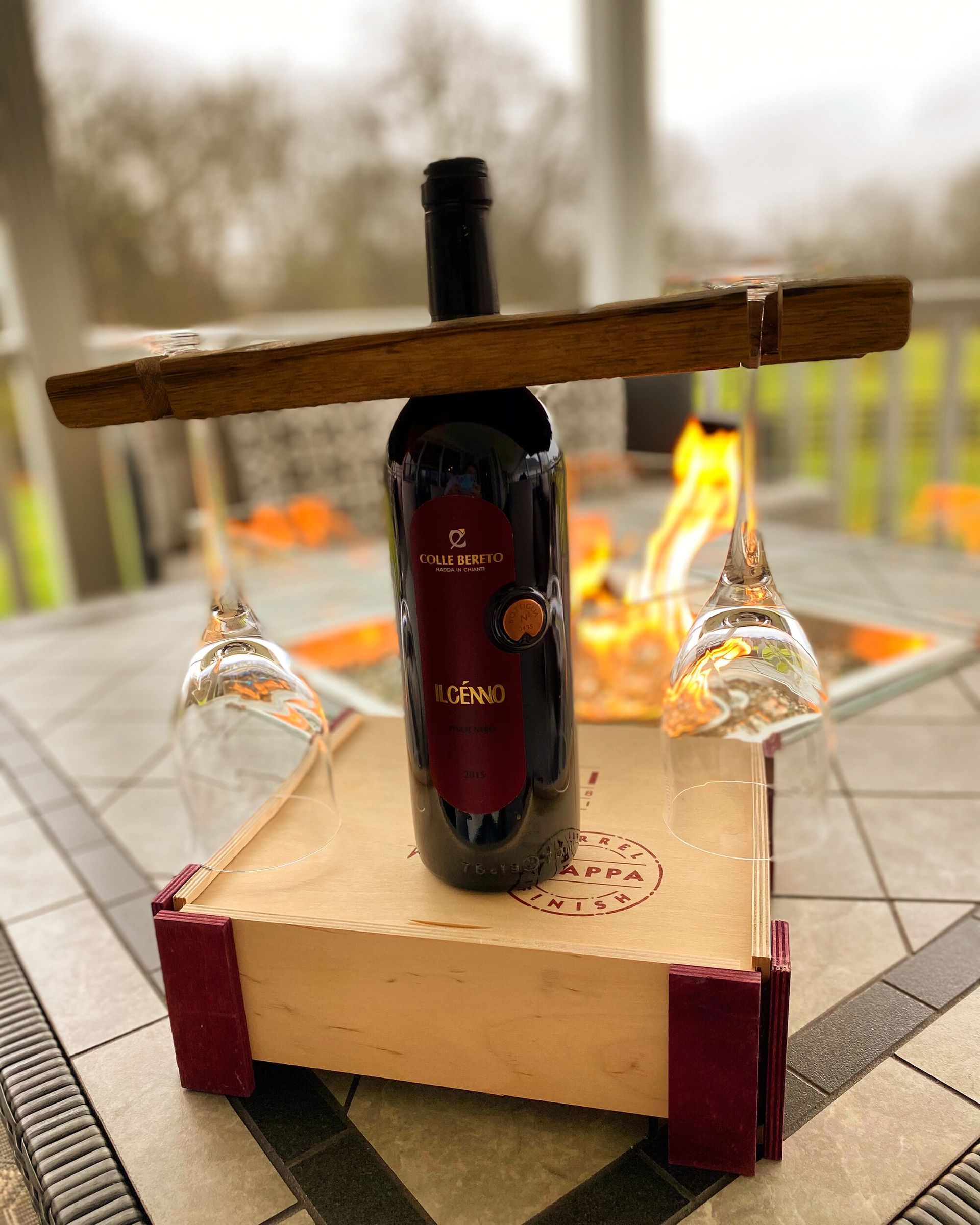 Bottle with glass holder