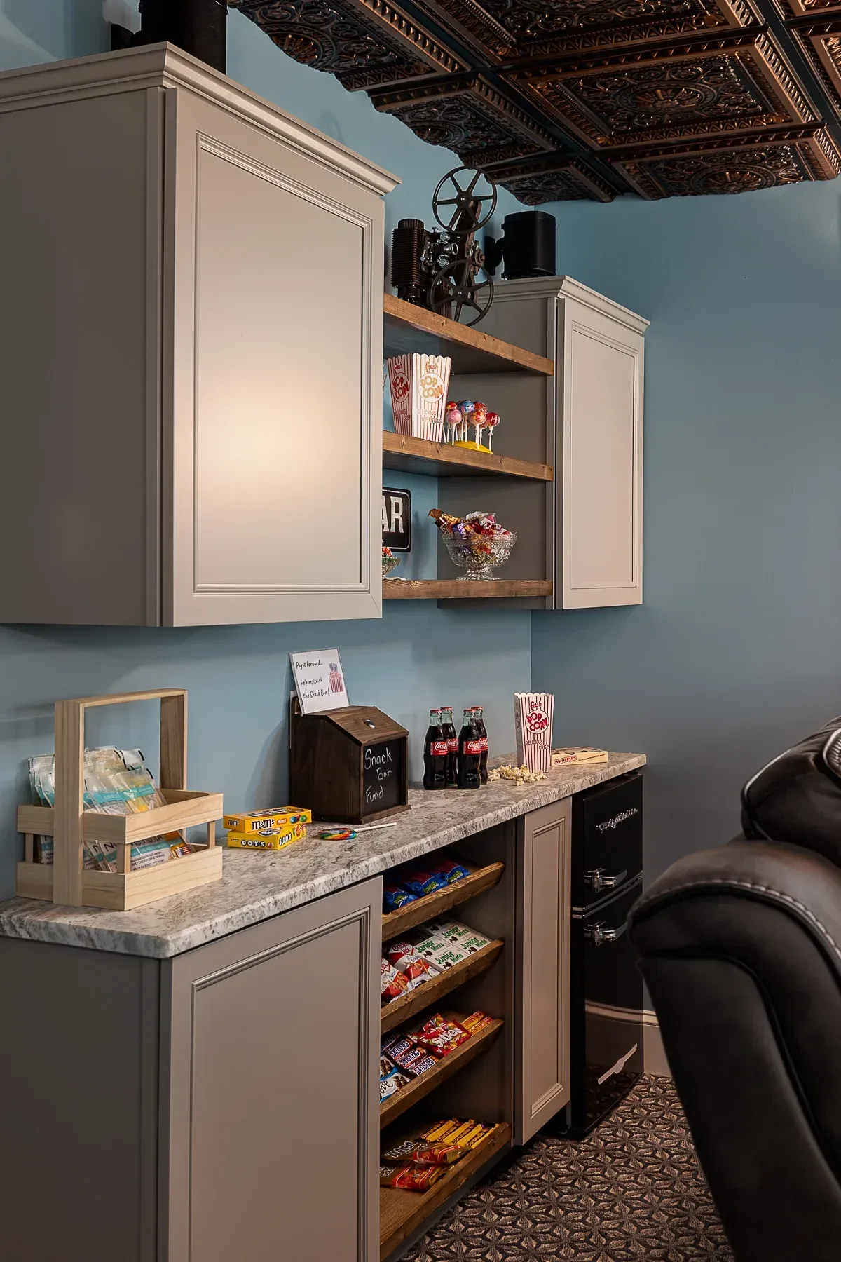 counter and cabinets with goodies