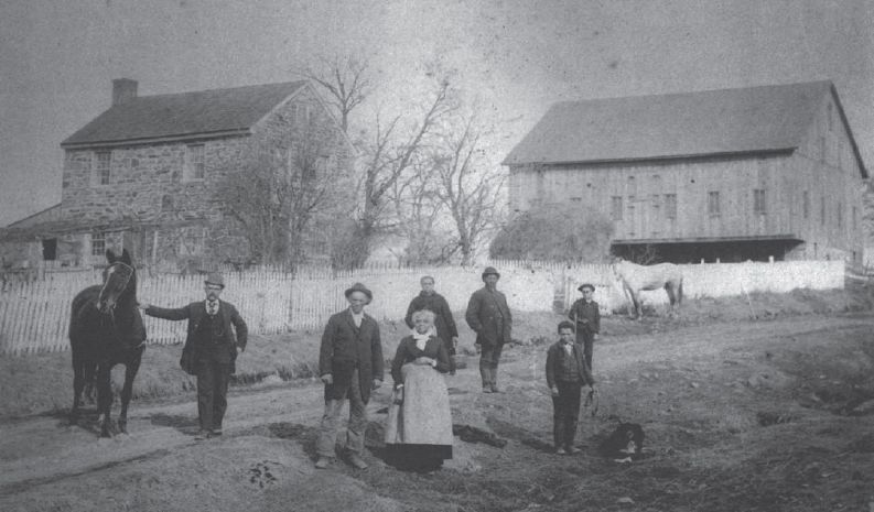 The Biggs family (and friend far left). Basil and Mary Jane in center,
at their home, the former Frey farm
(Adams County Historical Society)