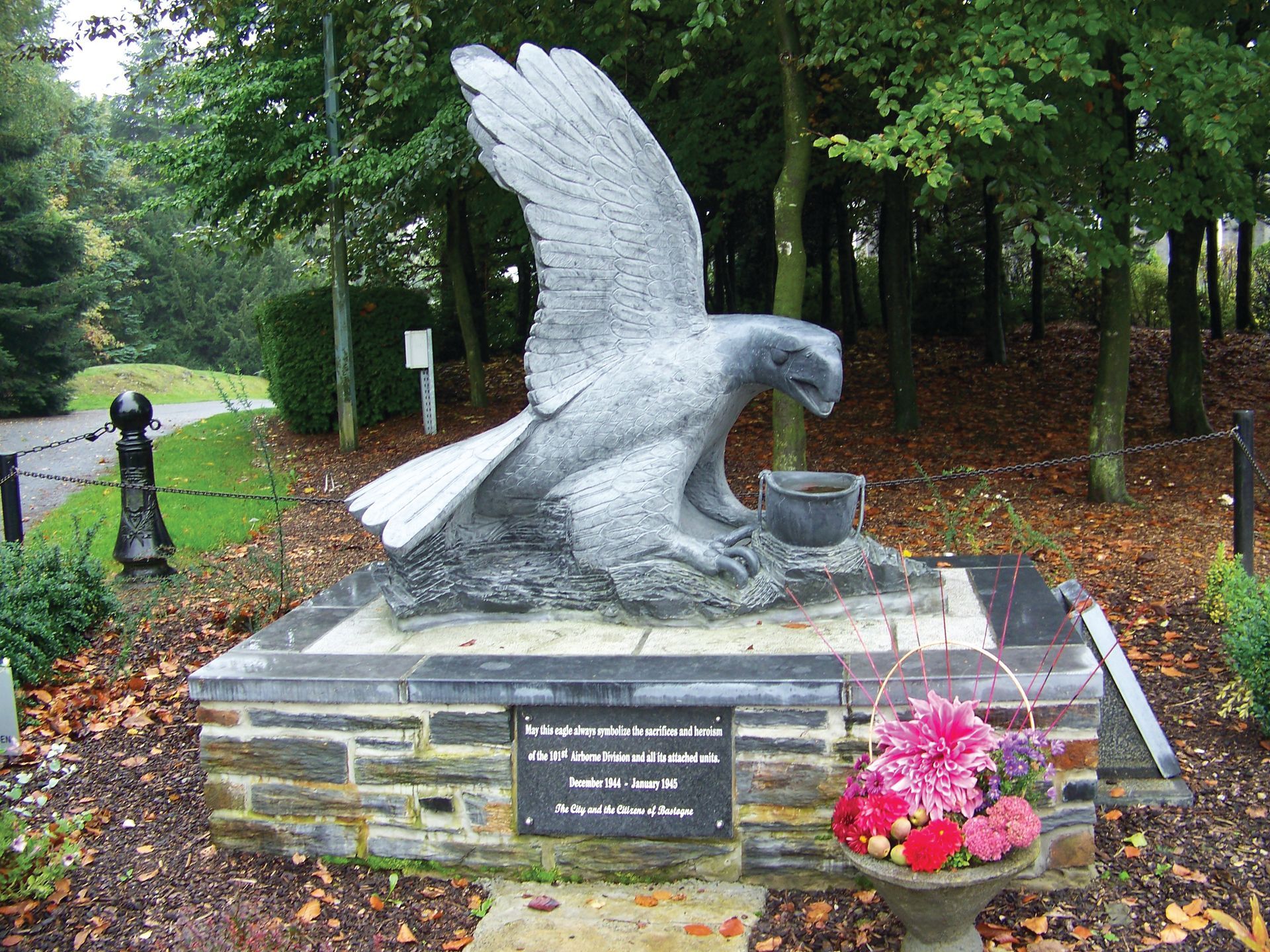 The Eagle Memorial to
 the 101st Airborne, Bastogne
(Author photo)
