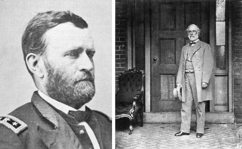 Generals Grant (l.) & Lee (r.)
(Library of Congress)
