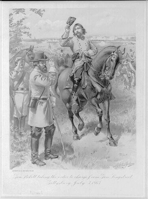 Pickett receiving orders from Gen. Longstreet (Library of Congress)