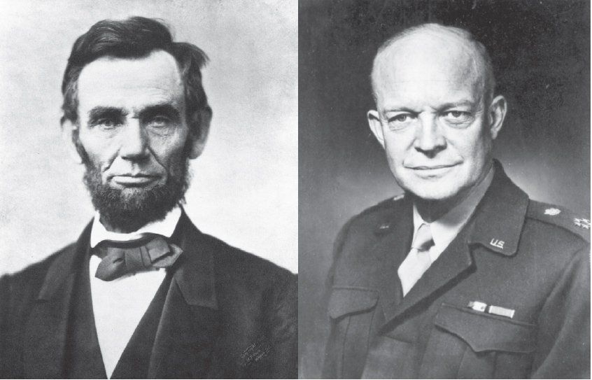 Presidents Lincoln (l.) and Eisenhower (r.) (Library of Congress)