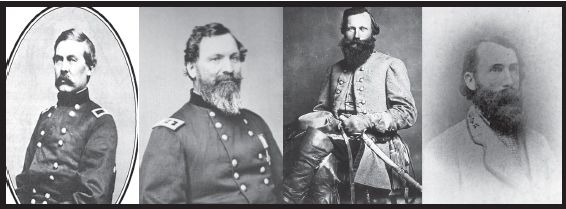 (l. to r.) Generals Buford, Sedgwick, Stuart & Hill (Library of Congress)