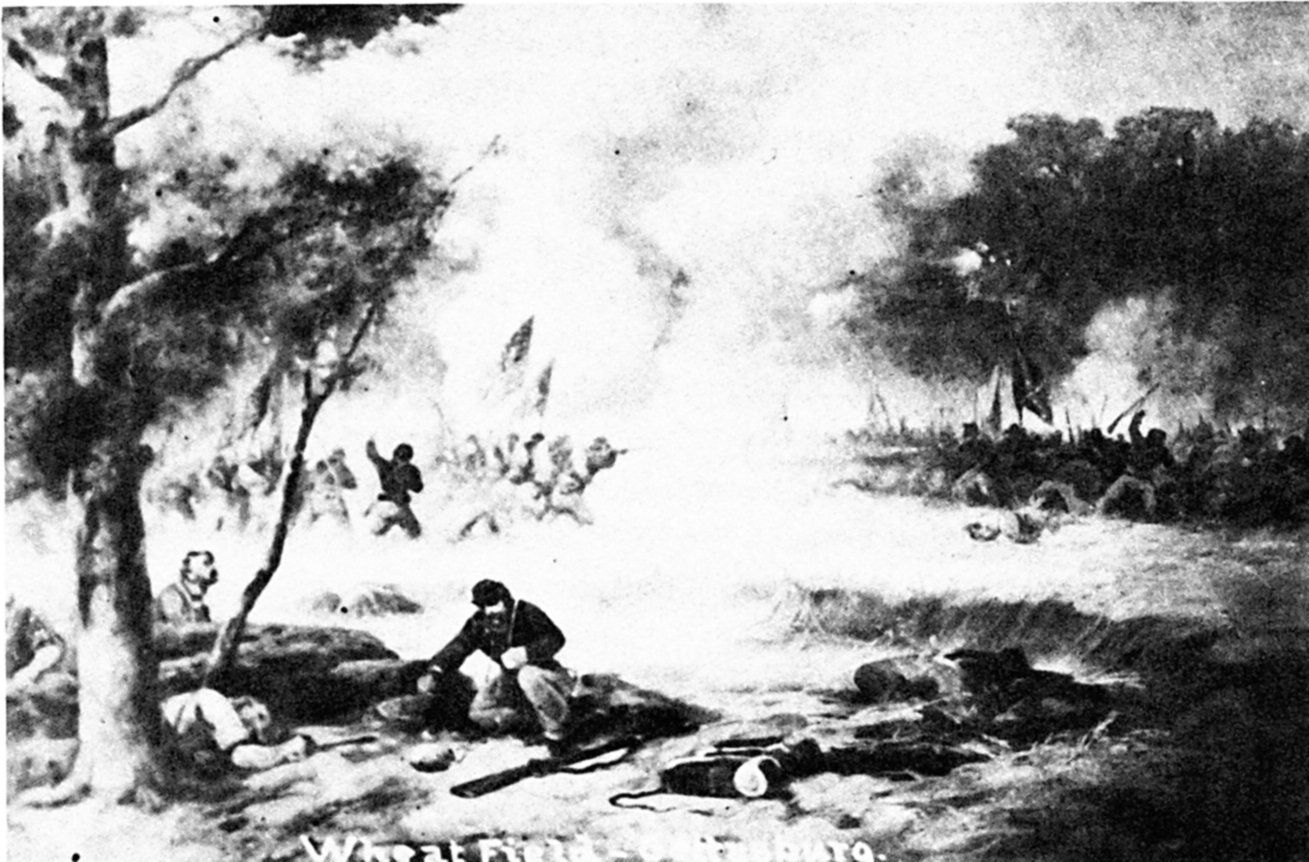 An artist's rendition of the Wheatfield, Gettysburg (Library of Congress)