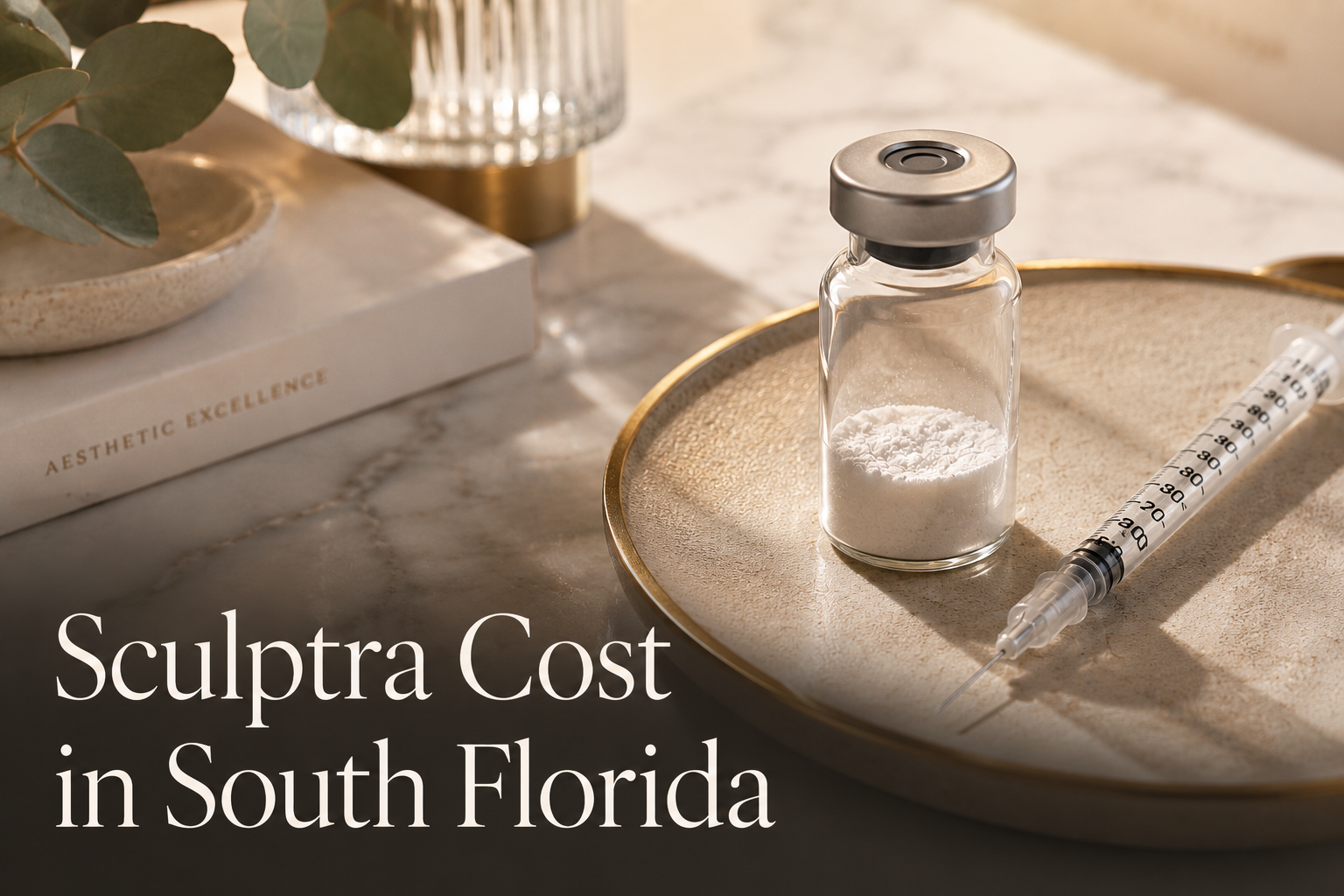 Close up of Sculptra vial and syringe representing Sculptra cost guide for South Florida
