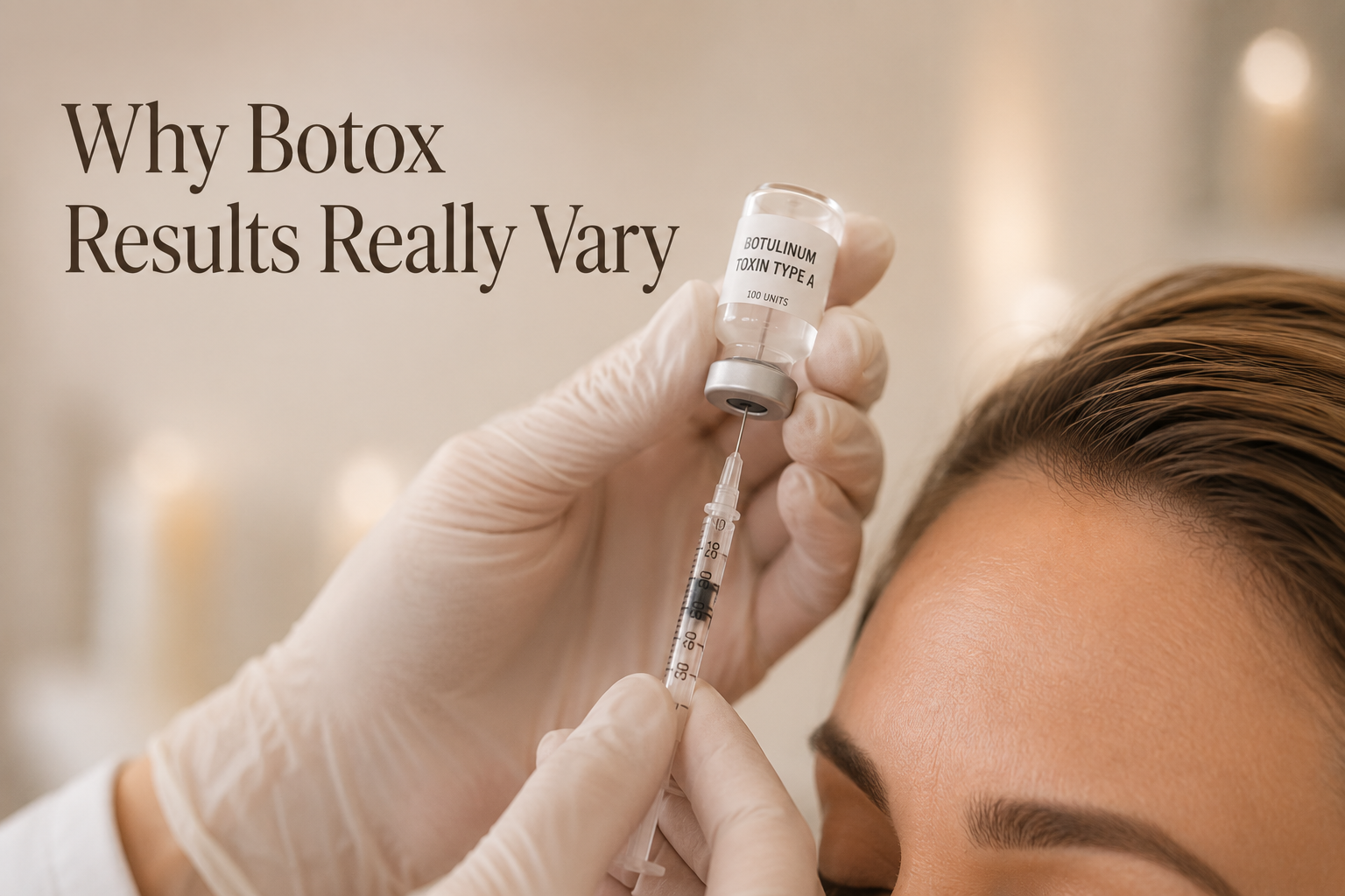 Hand handling a botox dosis nex to a patient 