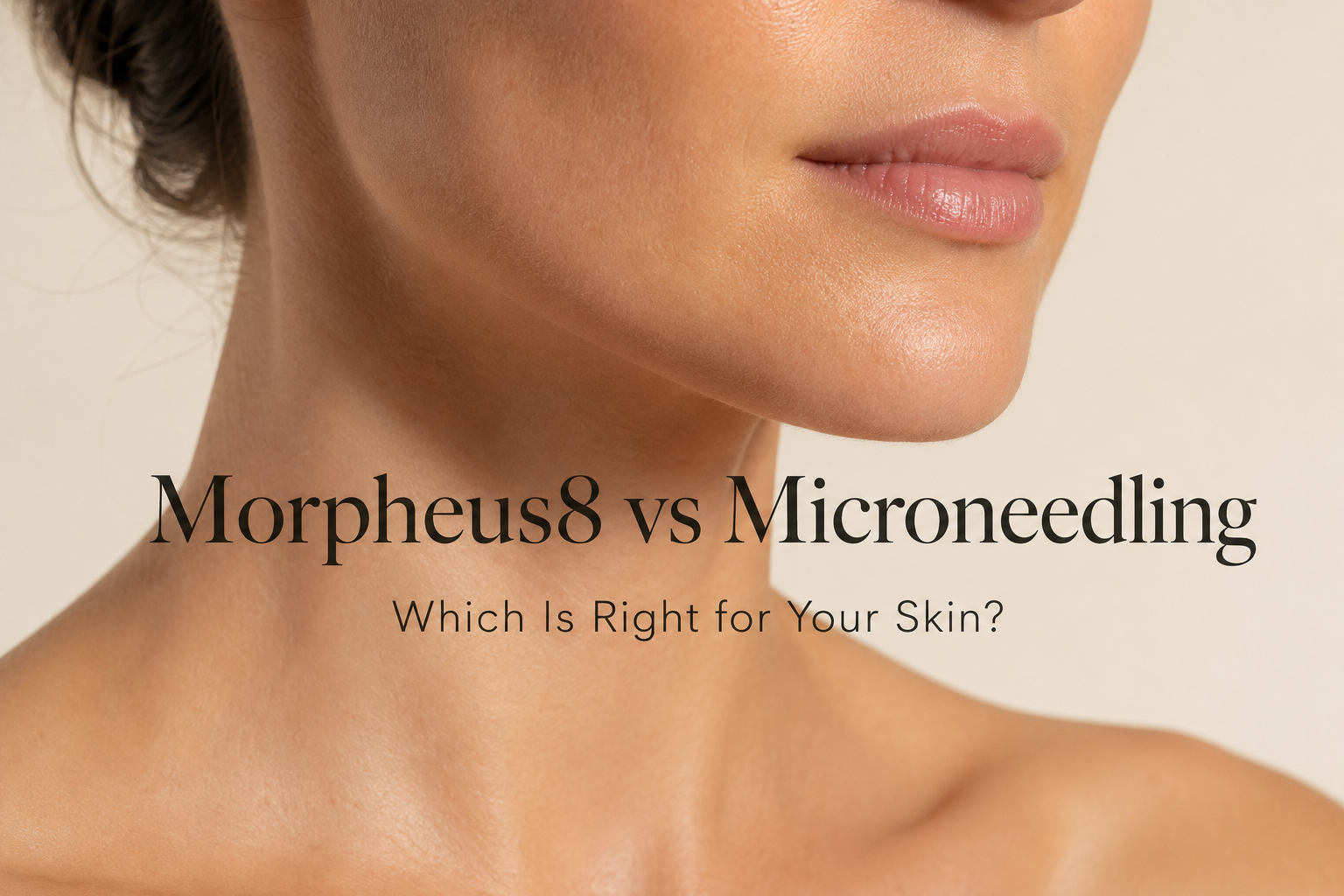 Close-up of smooth, firm skin near jawline and neck representing Morpheus8 vs microneedling