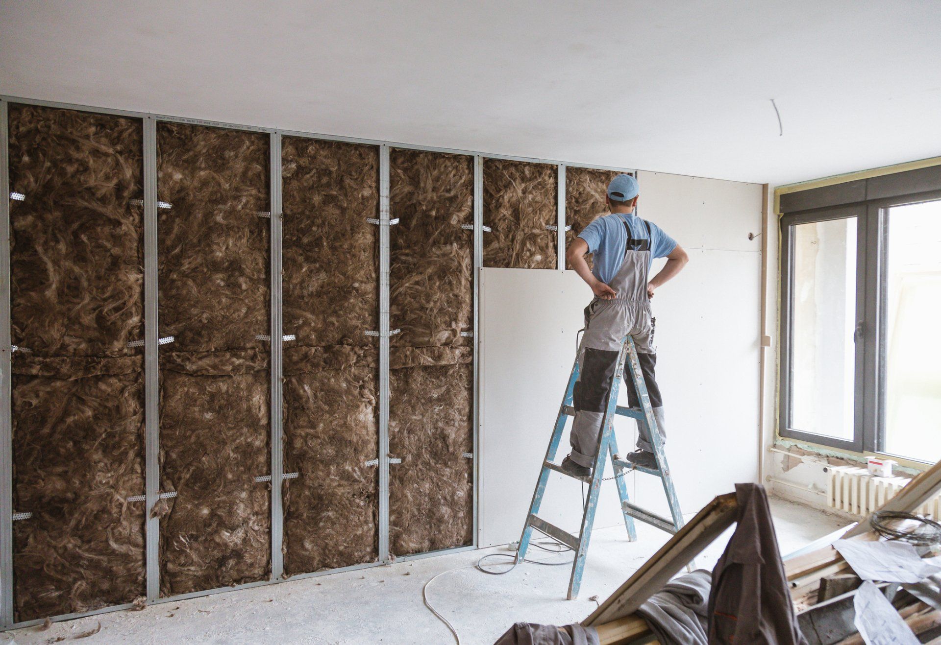 Insulation Wall Installation In Progress — Graham, WA — Sams A+ Roofing, LLC