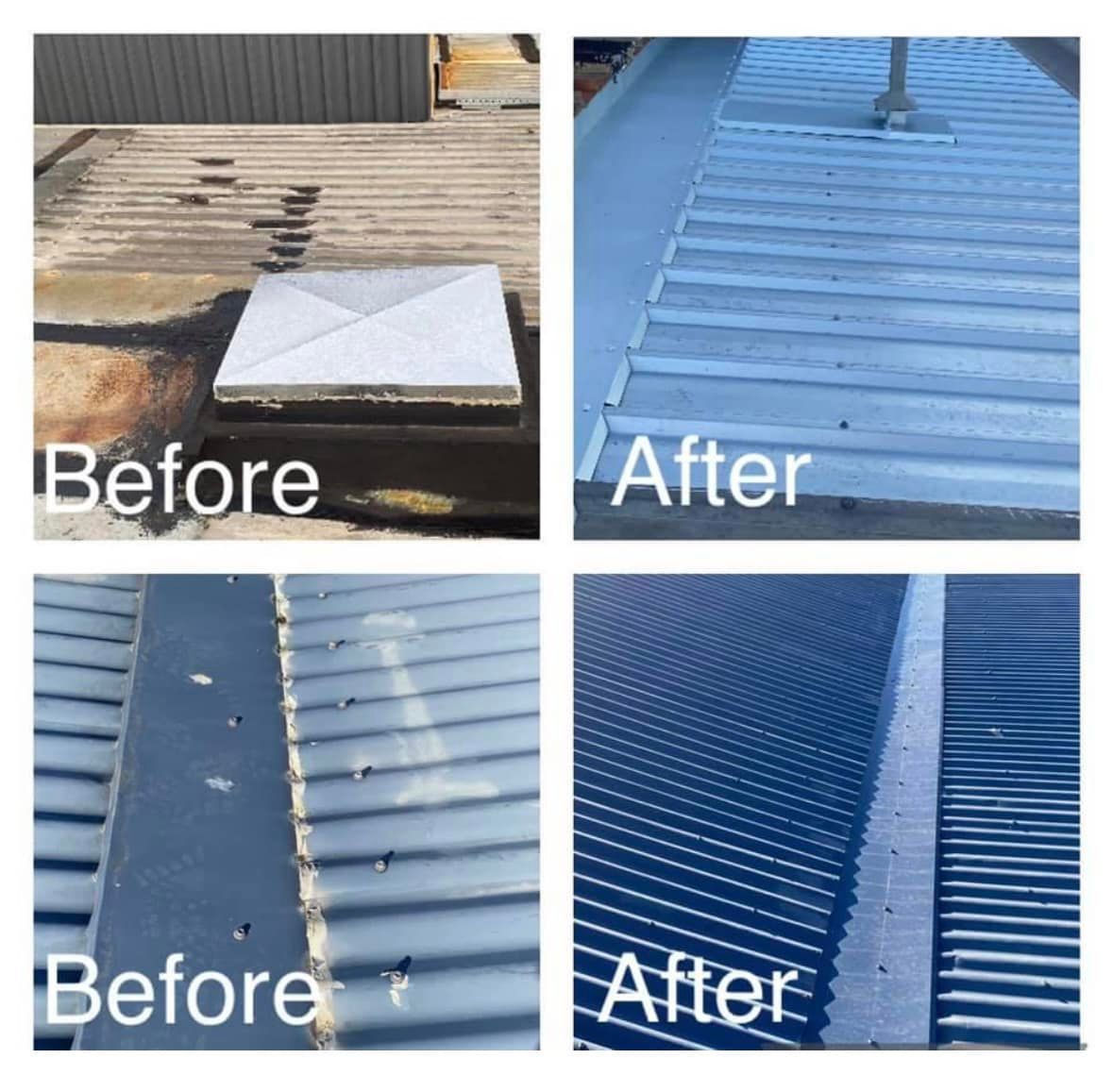 Before and After Photos of a Metal Roof Cleaning and Coating — Your Craftsmen in Eleebana, NSW