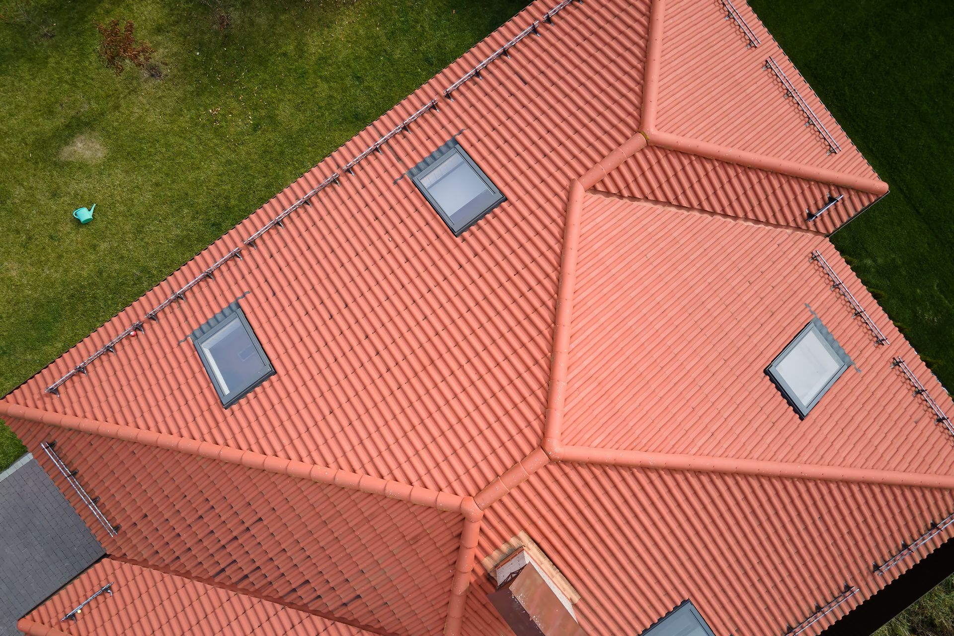 Red Tiled Roof With Skylights, Viewed From Above — Your Craftsmen in Maitland, NSW