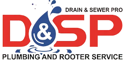 D&SP Drain & Sewer Pro logo in red and blue with plumbing and rooter service text