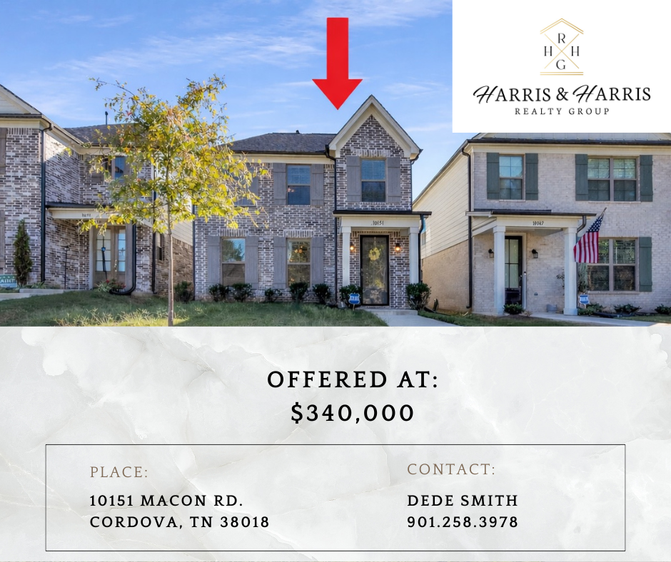 Real estate listing: brick home offered at $340,000, 10151 Macon Rd, Cordova, TN. Contact: Dede Smith, 901.258.3578.