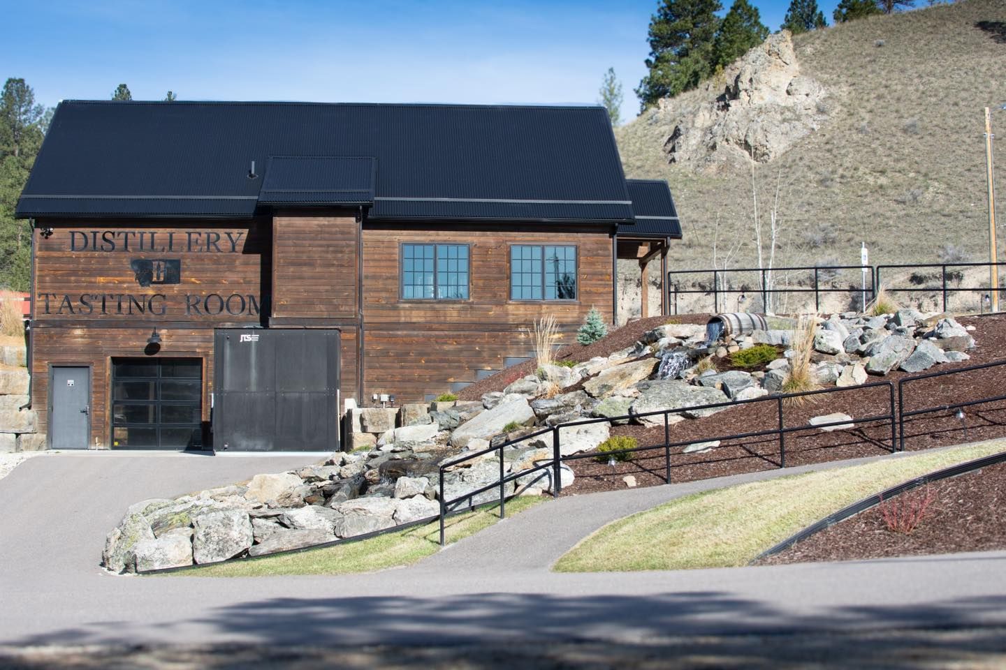 Brown distillery building with 