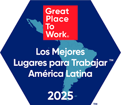 Logo de Great Place to Work que certifica a Nutripharma como una de las 100 Mejores Empresas para Trabajar en Latinoamérica 2025.