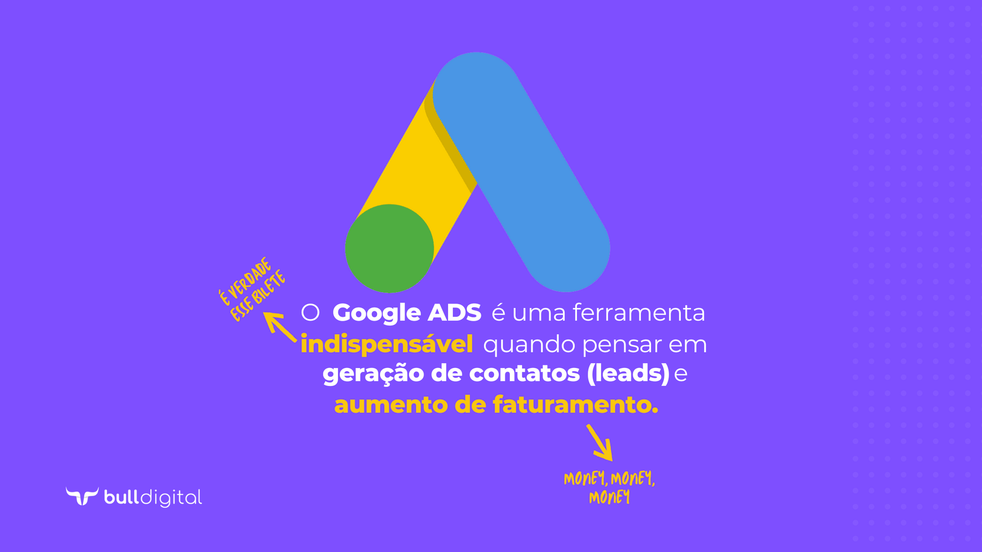 Um fundo roxo com um logotipo do Google Ads