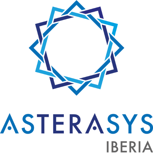 Um logotipo para uma empresa chamada asterisys iberia