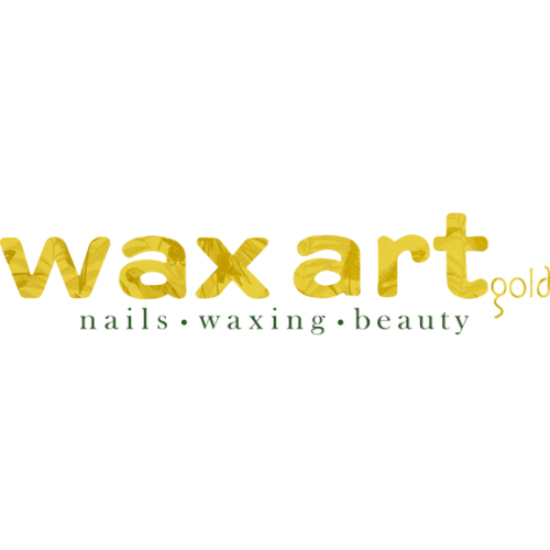 Um logotipo dourado para depilação e beleza de unhas artísticas em cera
