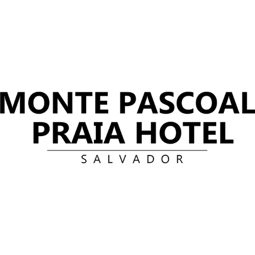 O logotipo do hotel monte pascoal praia é preto e branco.