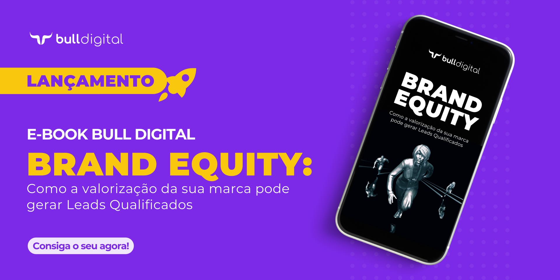 Um fundo roxo com um telefone que diz brand equity.