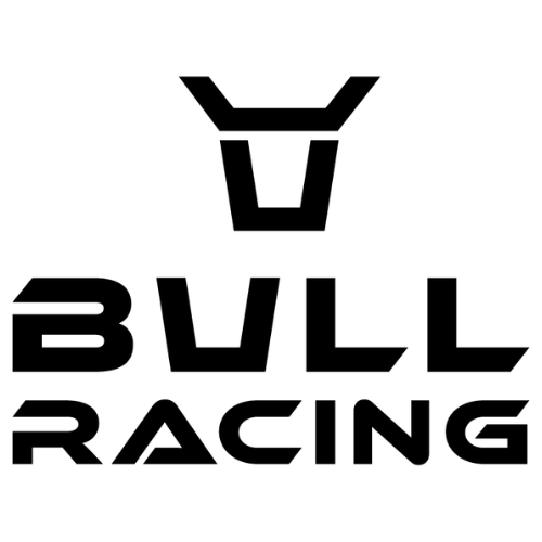 Um logotipo preto e branco para corridas de touros com um touro nele.