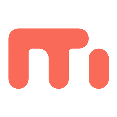 Um ícone vermelho de uma letra m em um fundo branco.