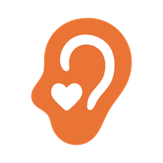 An orange ear with a heart inside of it.
