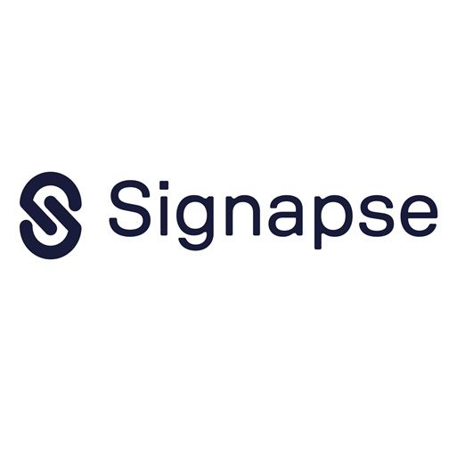 A logo for a company signapse on a white background.