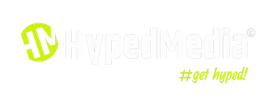 a green and white logo for a company called hyped media .