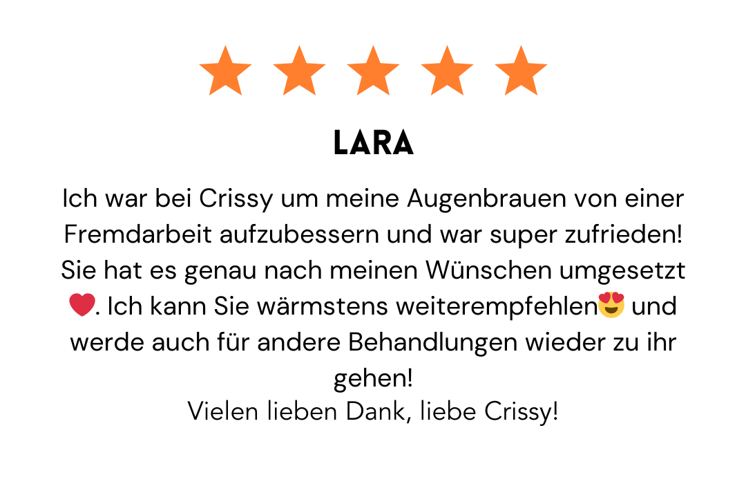 Lara wrote a review for crissy in german