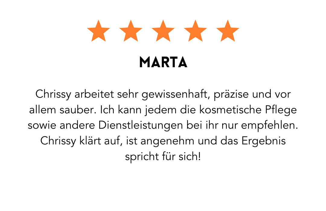 A five star review of marta is written in german