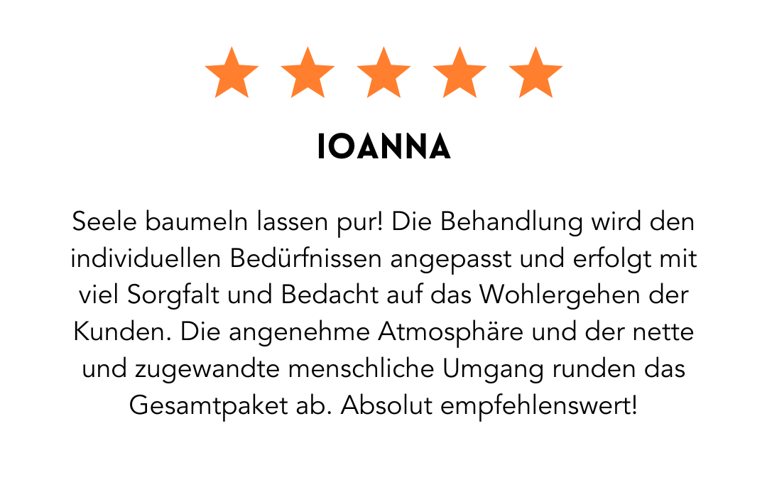 A five star review from ioanna in german