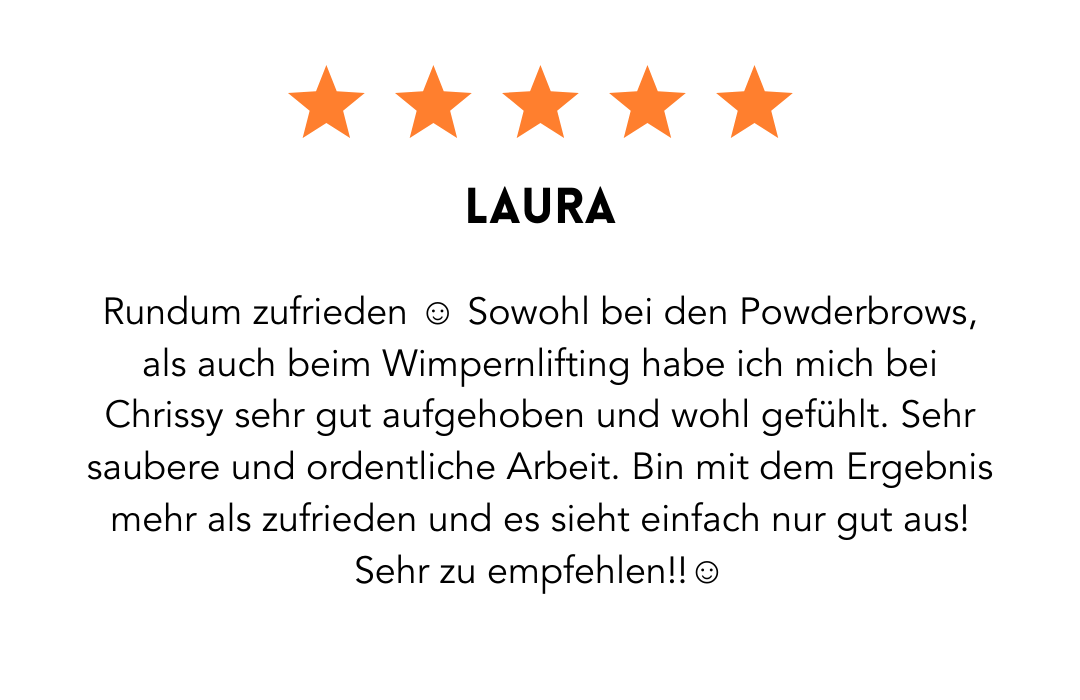 A picture of a review from laura with five stars