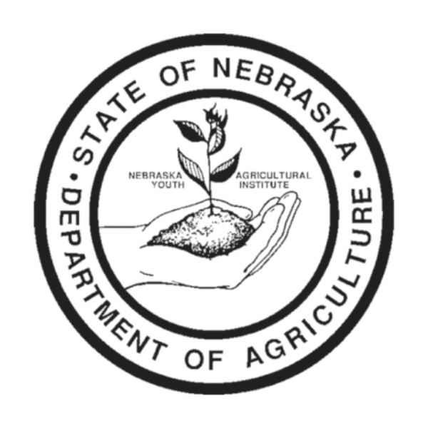 Seal of the Nebraska Department of Agriculture: a hand holding a sprouting plant.