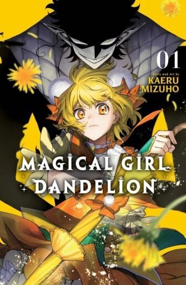 Manga cover of Magical Girl Dandelion, showing a blonde character in yellow with a shadowy figure behind.