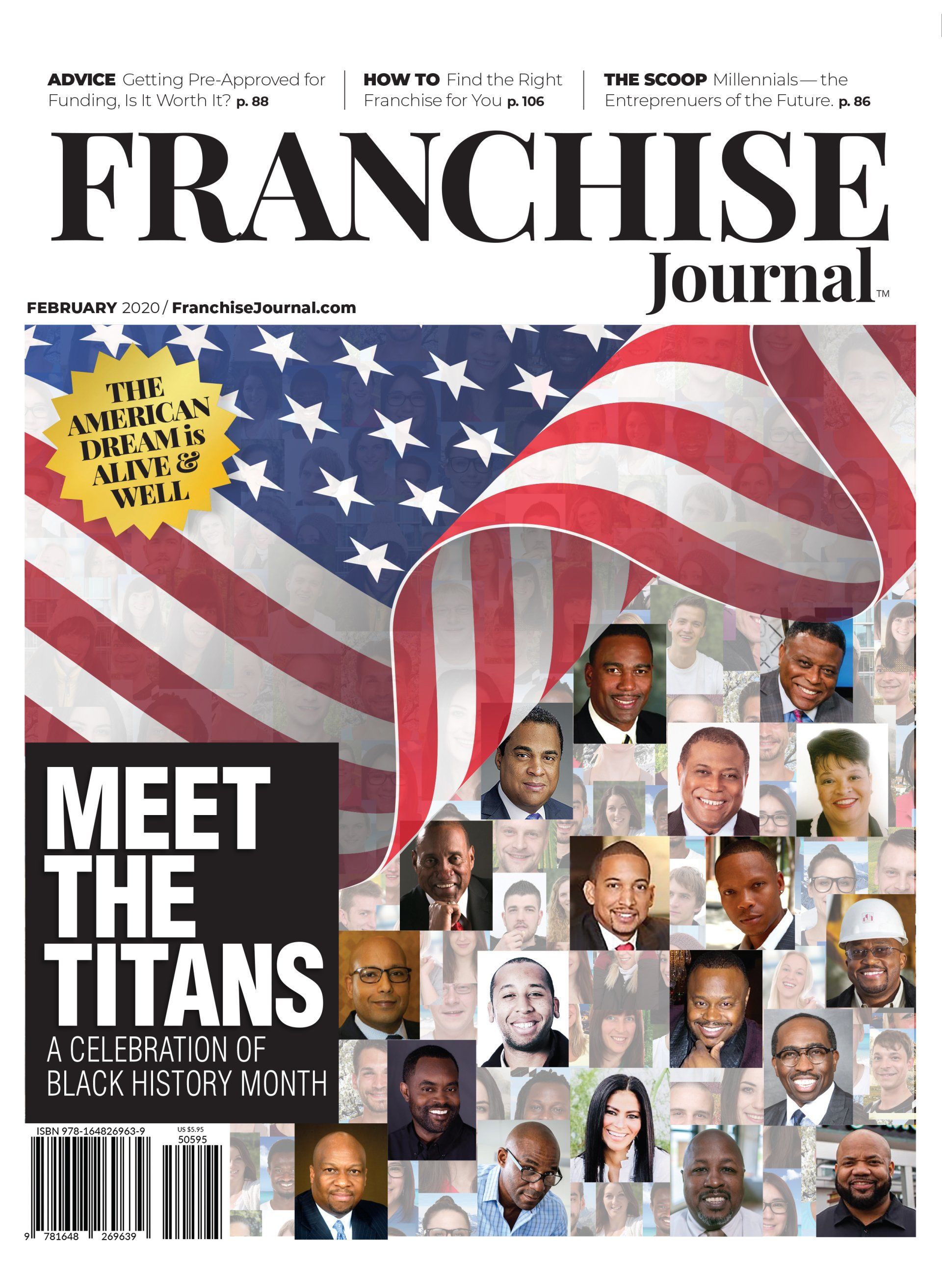 The cover of a magazine called franchise journal with a picture of an american flag on it.