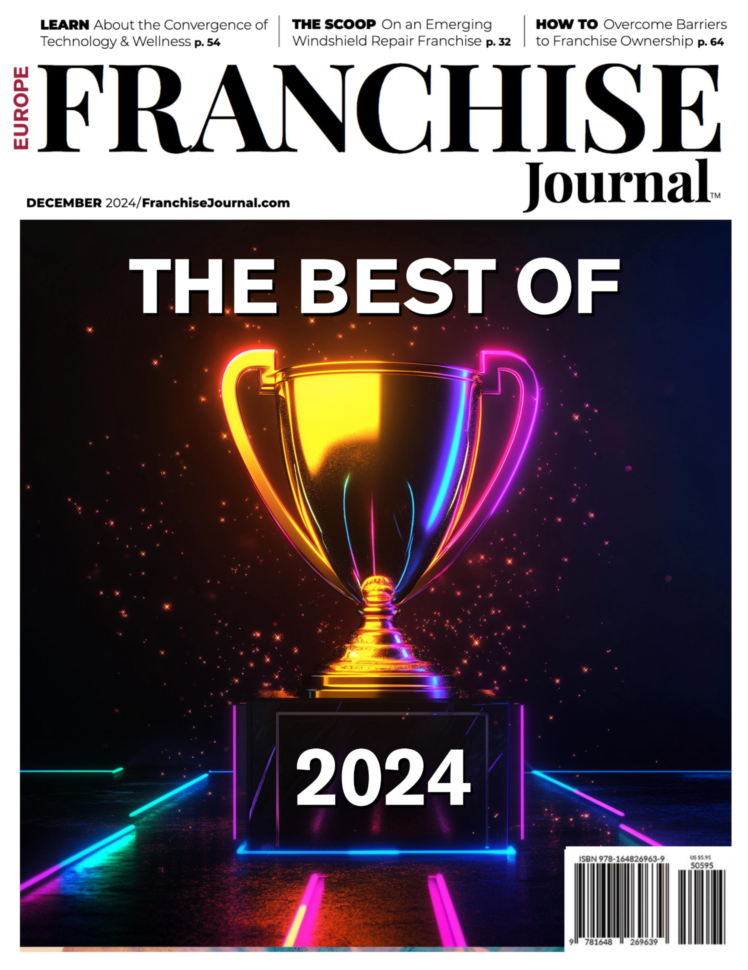 The cover of the franchise journal magazine with a trophy on it.