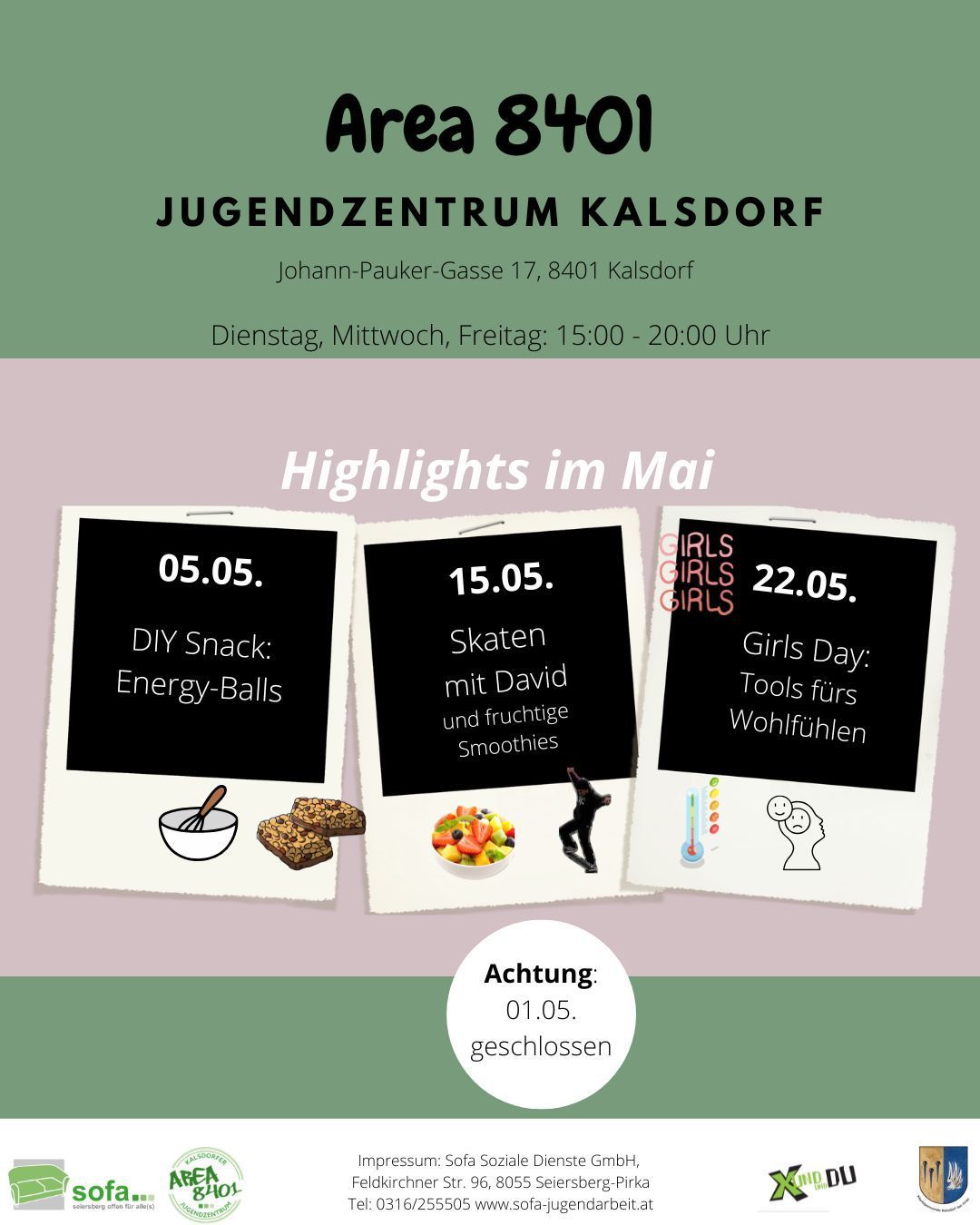 Plakat des Jugendzentrums Kalsdorf, Bereich 8401