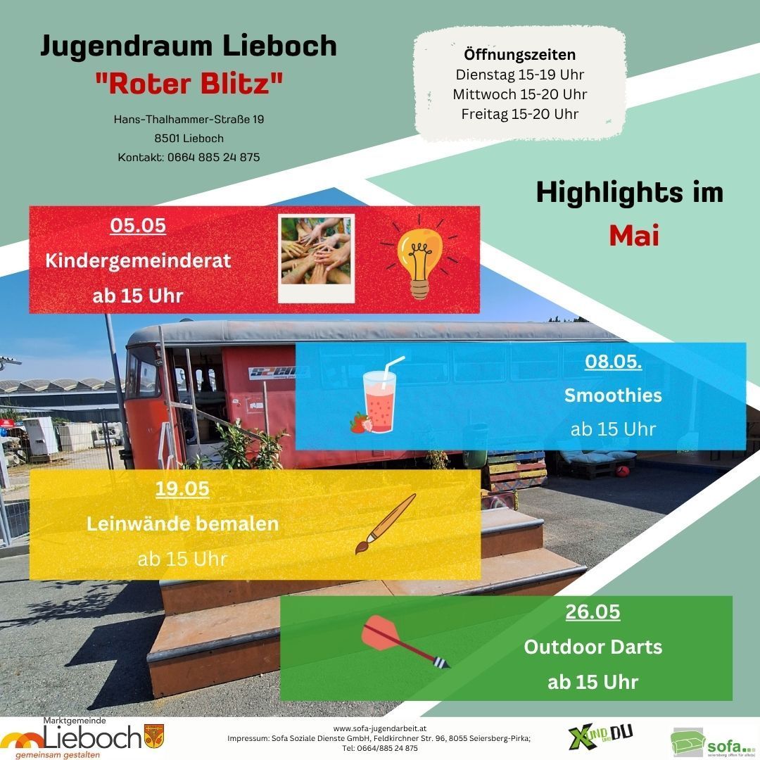 Veranstaltungsplakat im Jugendraum Lieboch