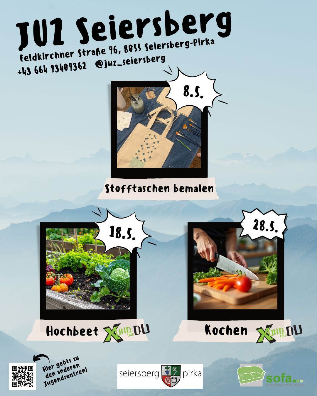 Plakat für JUZ Seiersberg-Veranstaltungen