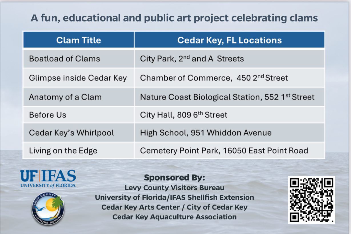 A poster for a fun educational and public art project celebrating clams