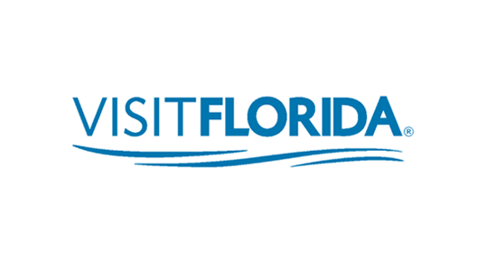 The visit florida logo has a blue wave on it.