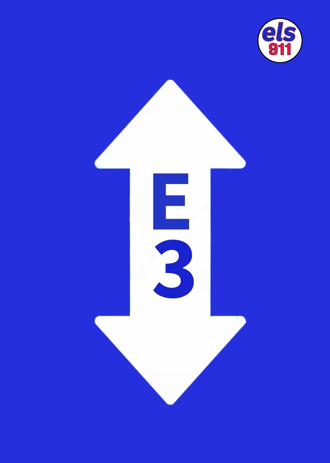 Blue road sign with white arrow pointing up and down, and "E3" in blue text in the middle. Top right corner has the "els 811" logo.